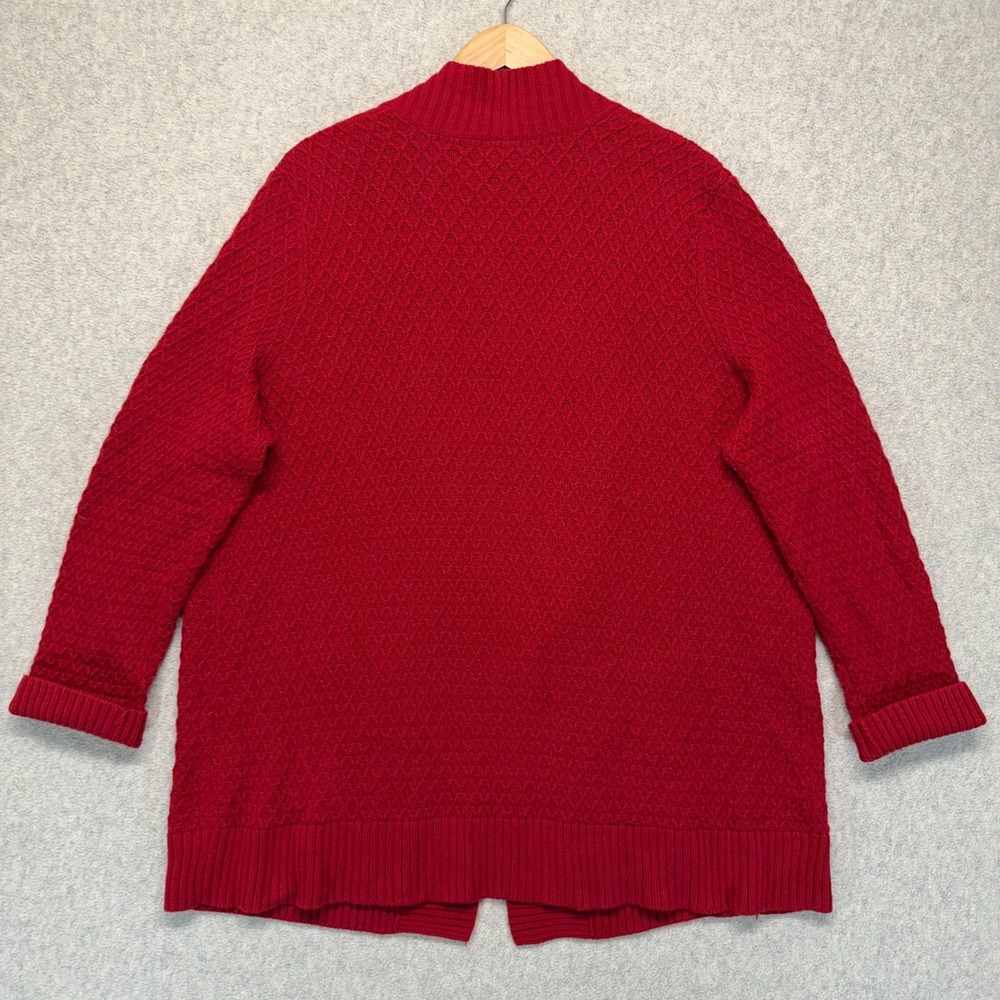 Talbots Womens Cardigan Sweater Red Long Sleeve Open Front Ribbed Knitted 2X - Picture 8 of 11